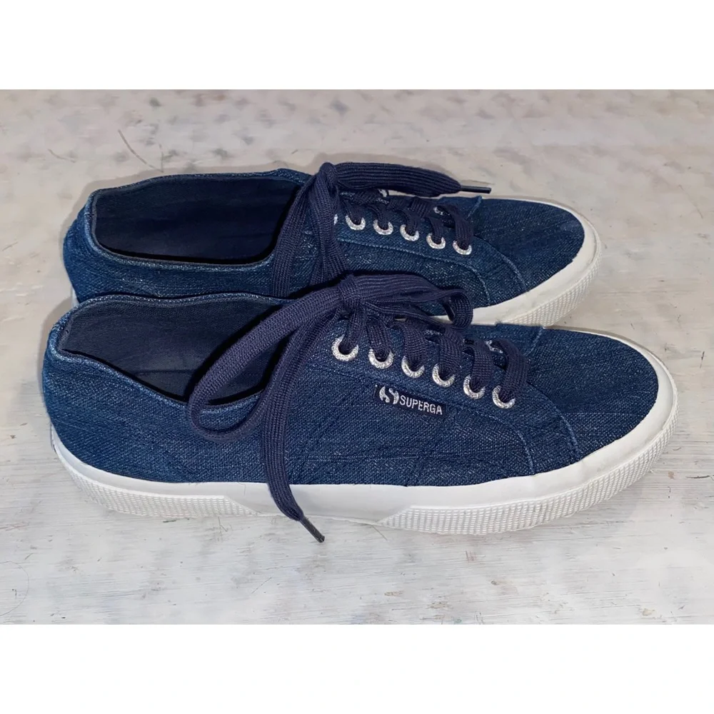 Superga S00C1X0 Blue Low Top Lace Up Sneaker Shoes | size 6.5 - Picture 1 of 9